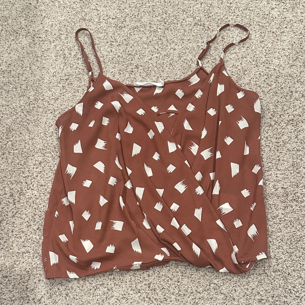 All in Favor Brown and White Camisole